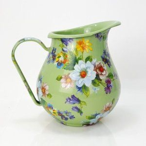 MACKENZIE CHILDS Flower Market Green Enamel Pitcher